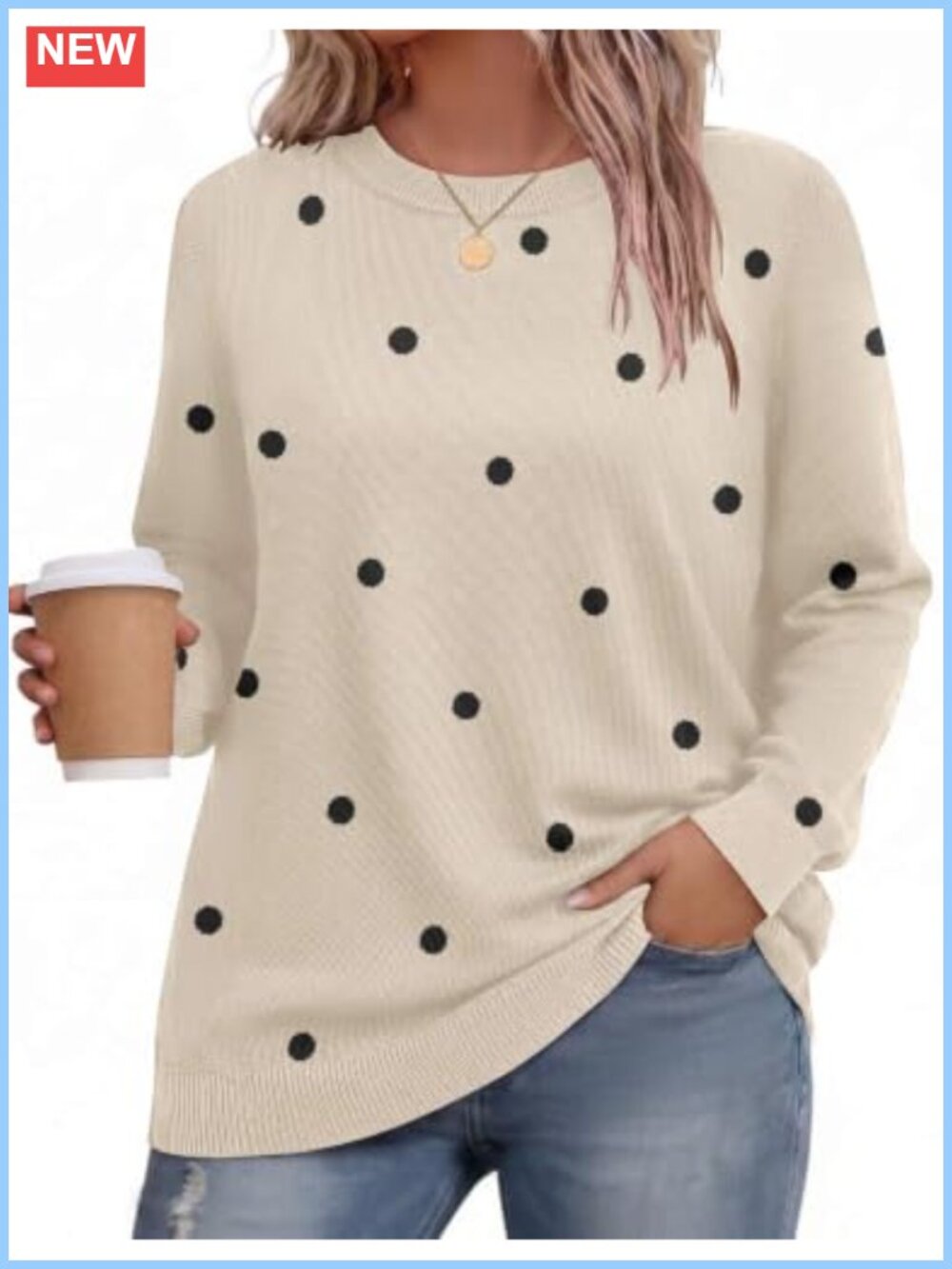 Women Plus Size Sweaters Long Sleeve Pullover Crew Neck Knit Top